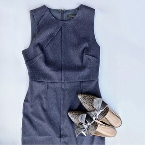 Banana Republic Pleated Flannel Wool Blend Lined Sleeveless Sheath Dress Size 2